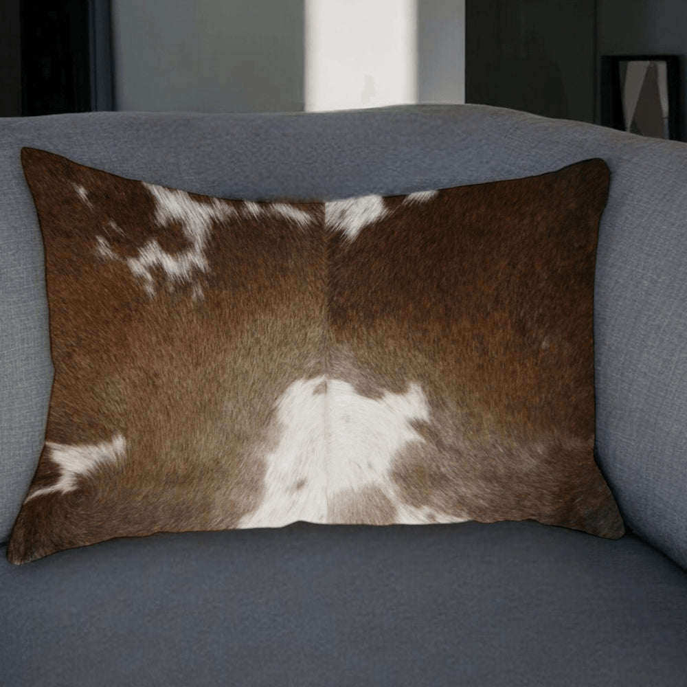 12" X 20" Chocolate Cowhide Throw Pillow