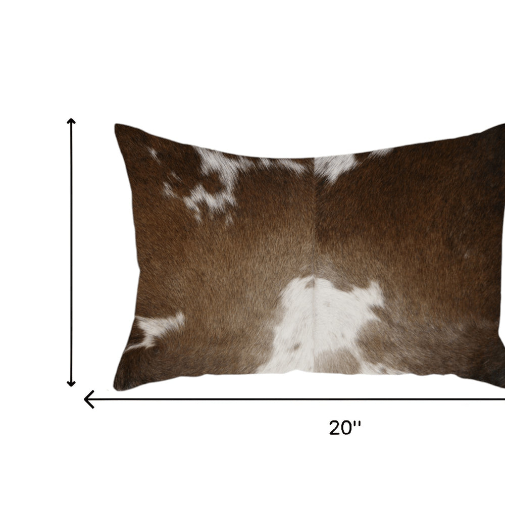12" X 20" Chocolate Cowhide Throw Pillow
