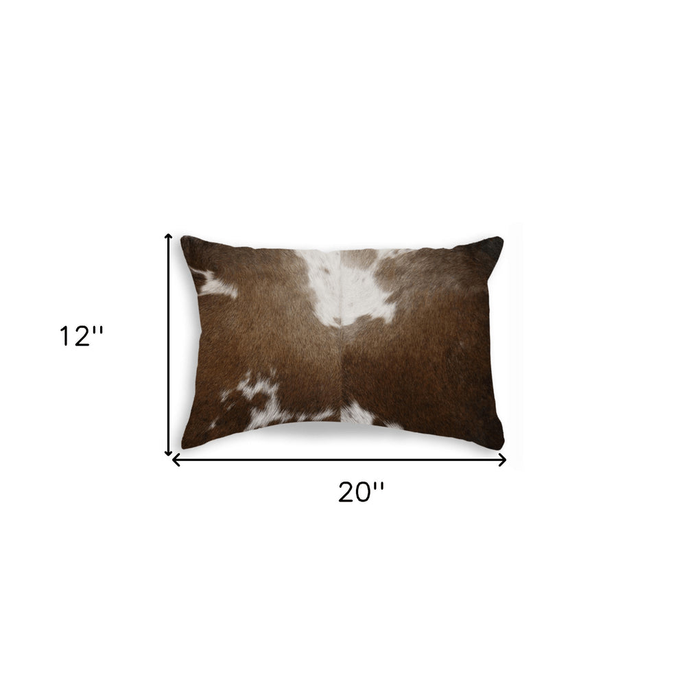 12" X 20" Chocolate Cowhide Throw Pillow
