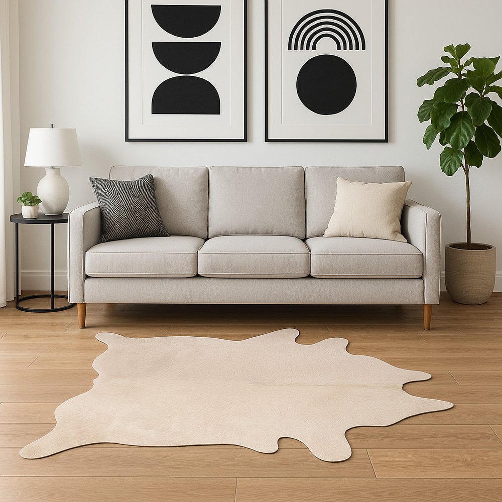 6' X 7' Black Cowhide Area Rug