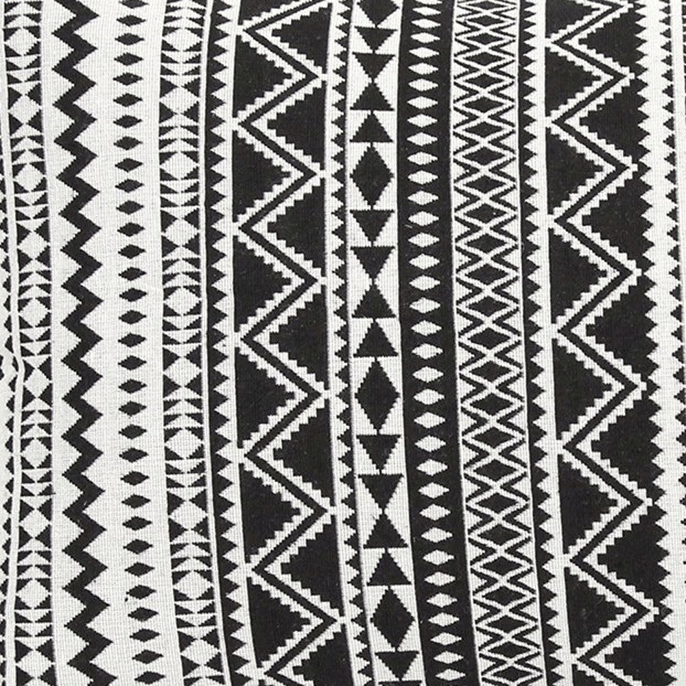 14" X 20" Black And White Fabric Lumbar Throw Pillow