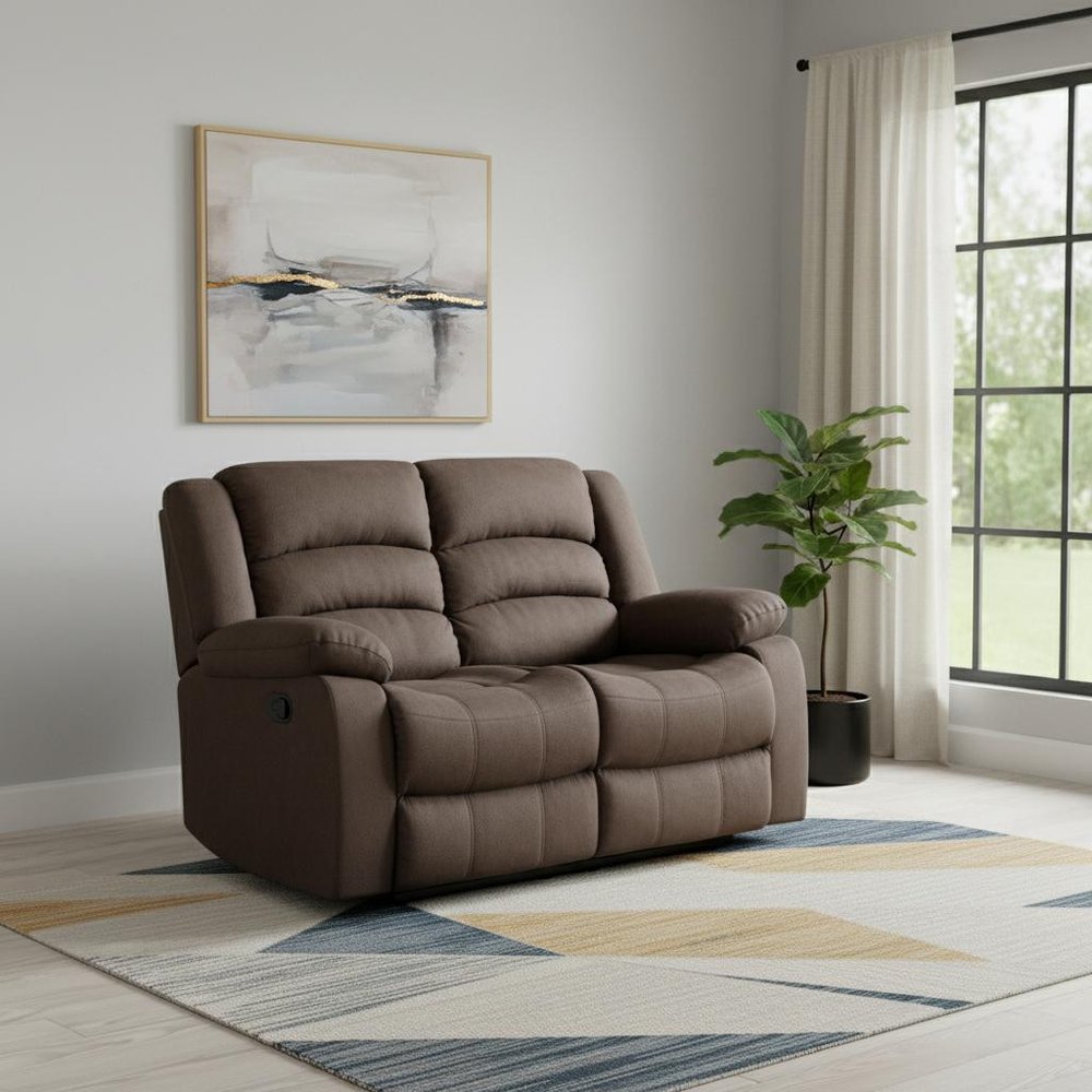 60" Brown Microfiber Manual Reclining Loveseat