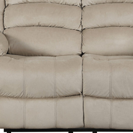 60" Beige Microfiber Manual Reclining Loveseat