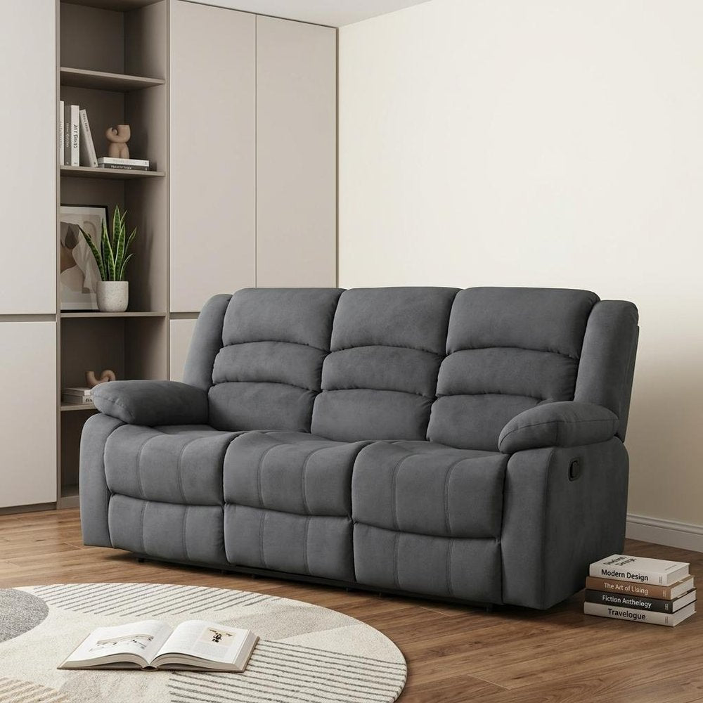 81" Gray Microsuede Manual Gliding Recliner