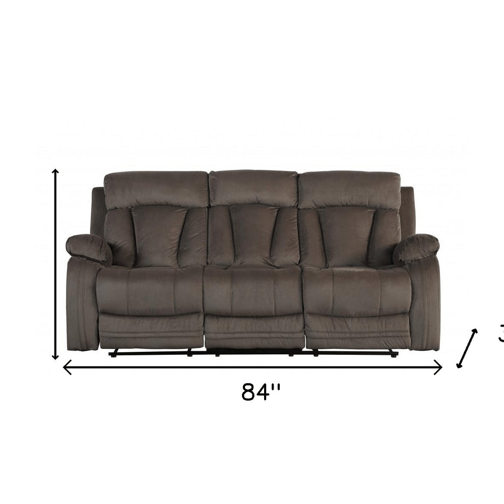 84" Brown Microsuede Manual Gliding Recliner