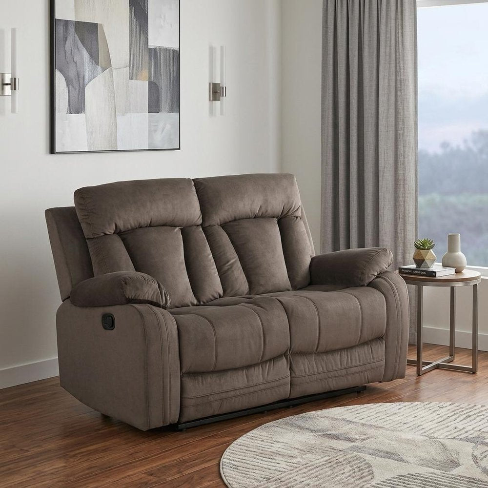 63" Brown Leather Match Manual Gliding Recliner