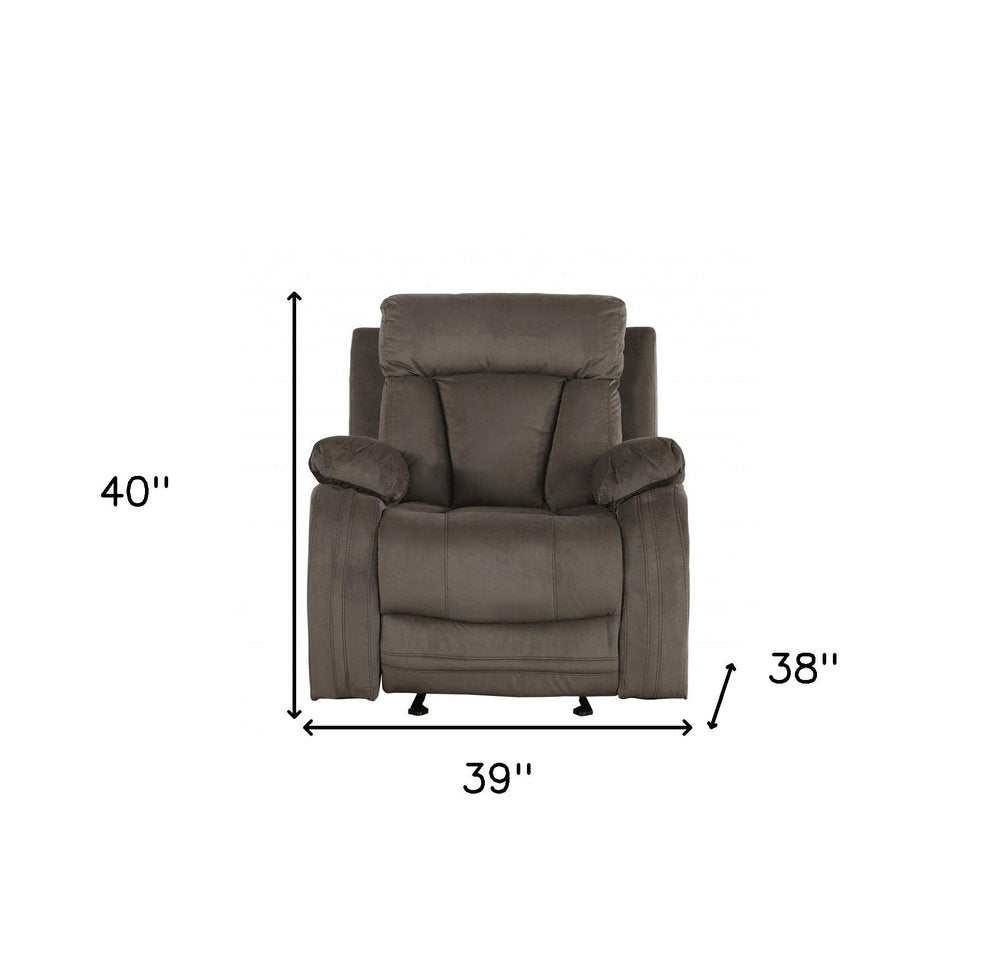 39" Brown Microsuede Manual Gliding Recliner