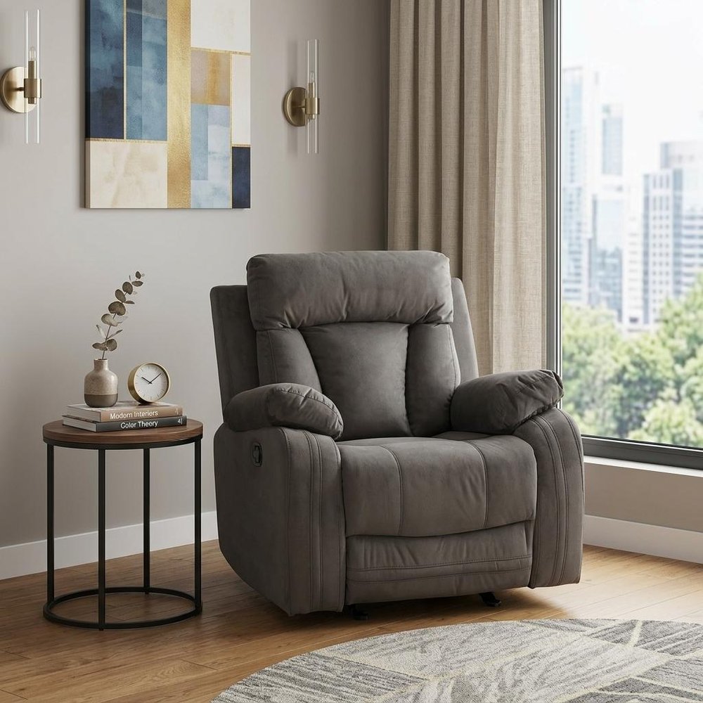 39" Brown Microsuede Manual Gliding Recliner