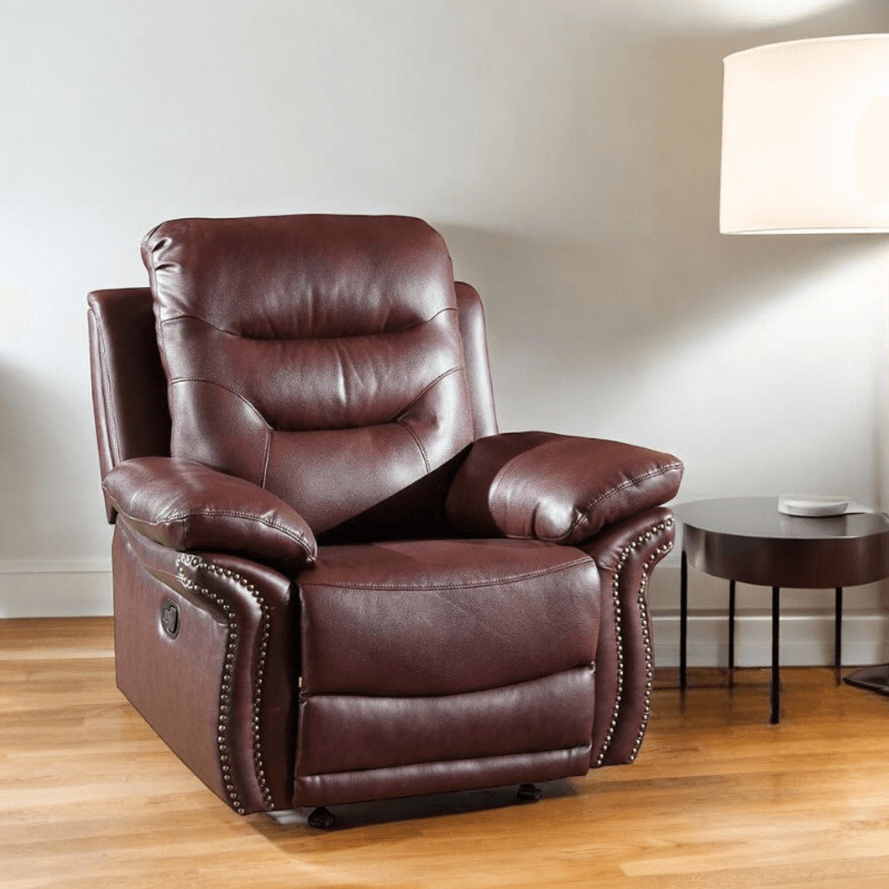 41" Burgundy Leather Match Recliner
