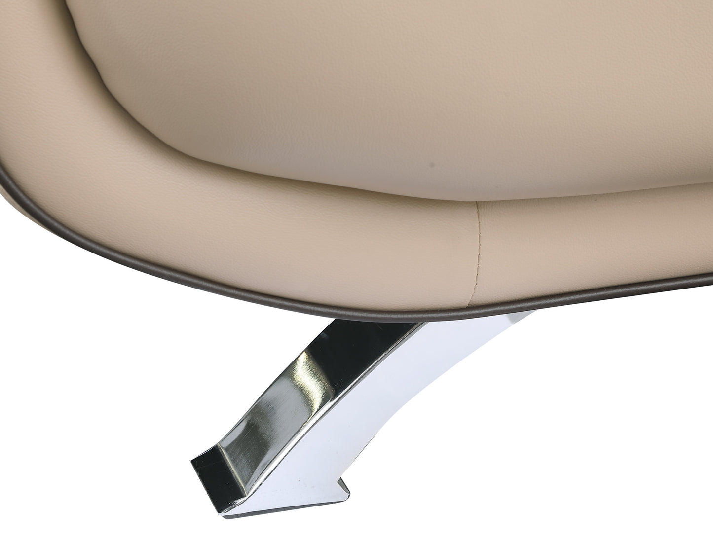 47" Beige And Silver Leather Match Club Chair