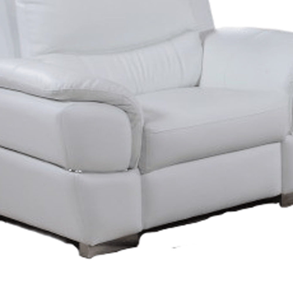 Three Piece Indoor White Genuine Leather Six Person Seating Set