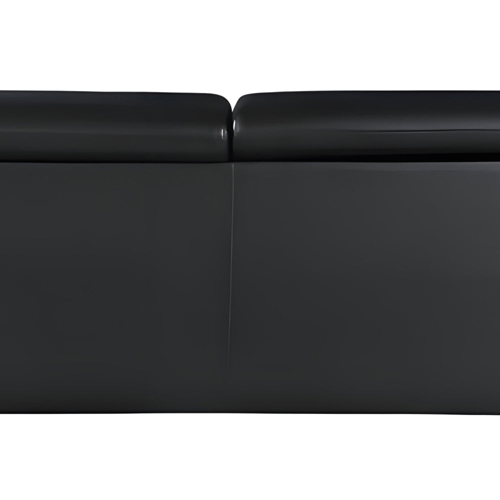 86" Black Leather Sofa With Silver Legs