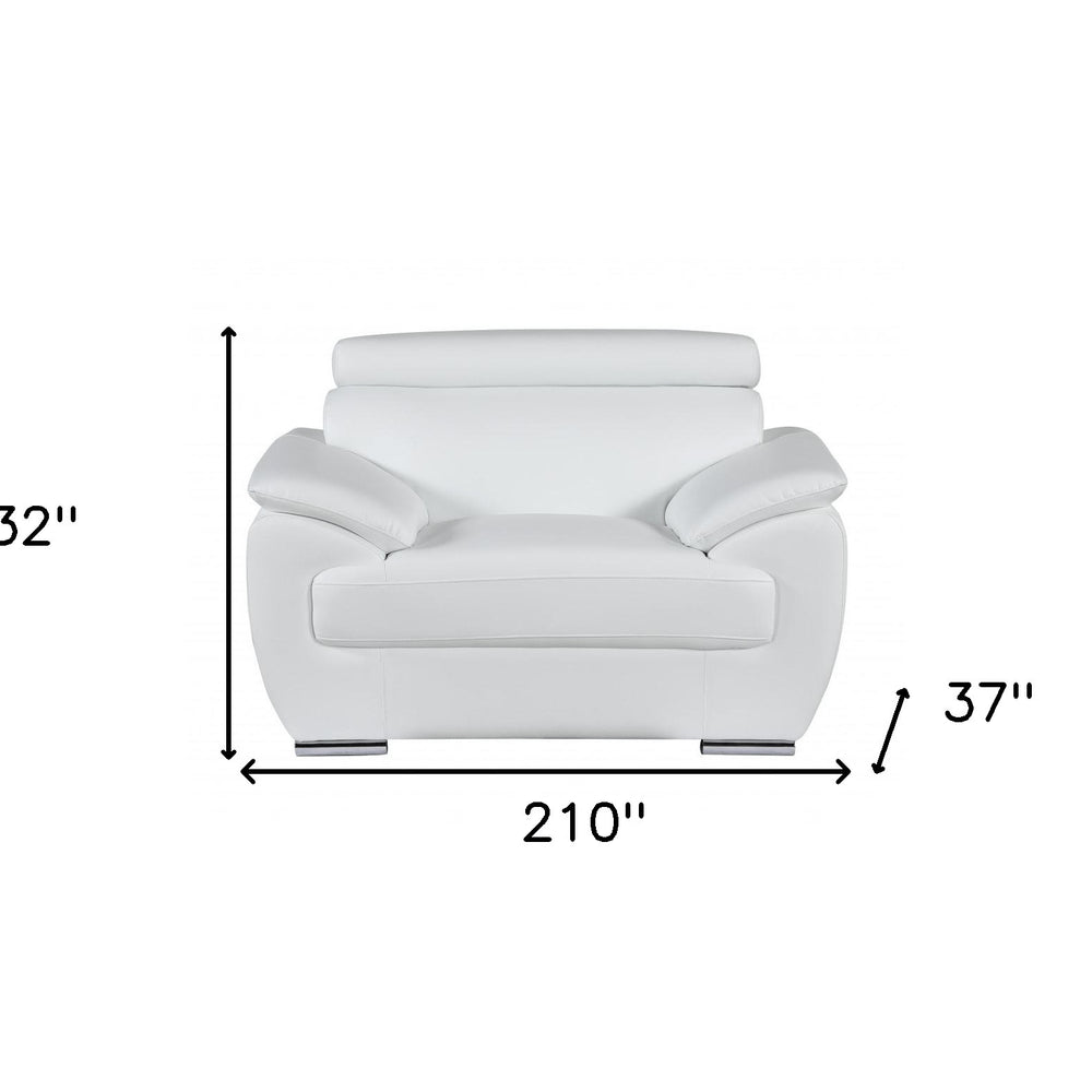Three Piece Indoor White Genuine Leather Six Person Seating Set