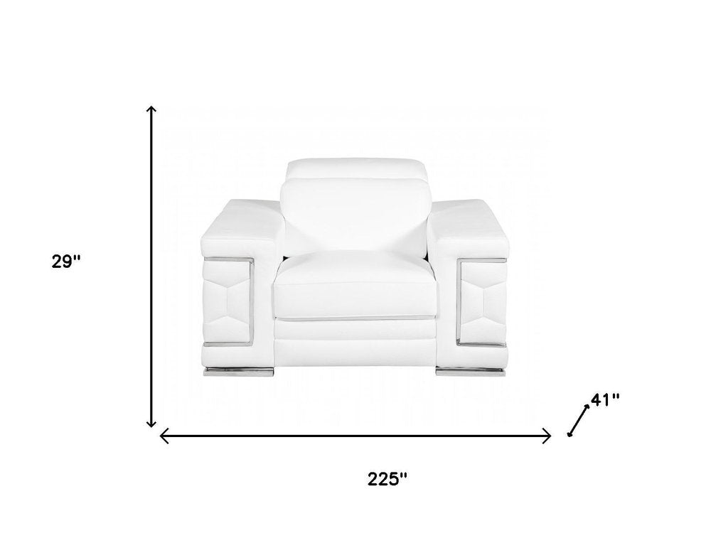 Three Piece Indoor White Italian Leather Six Person Seating Set