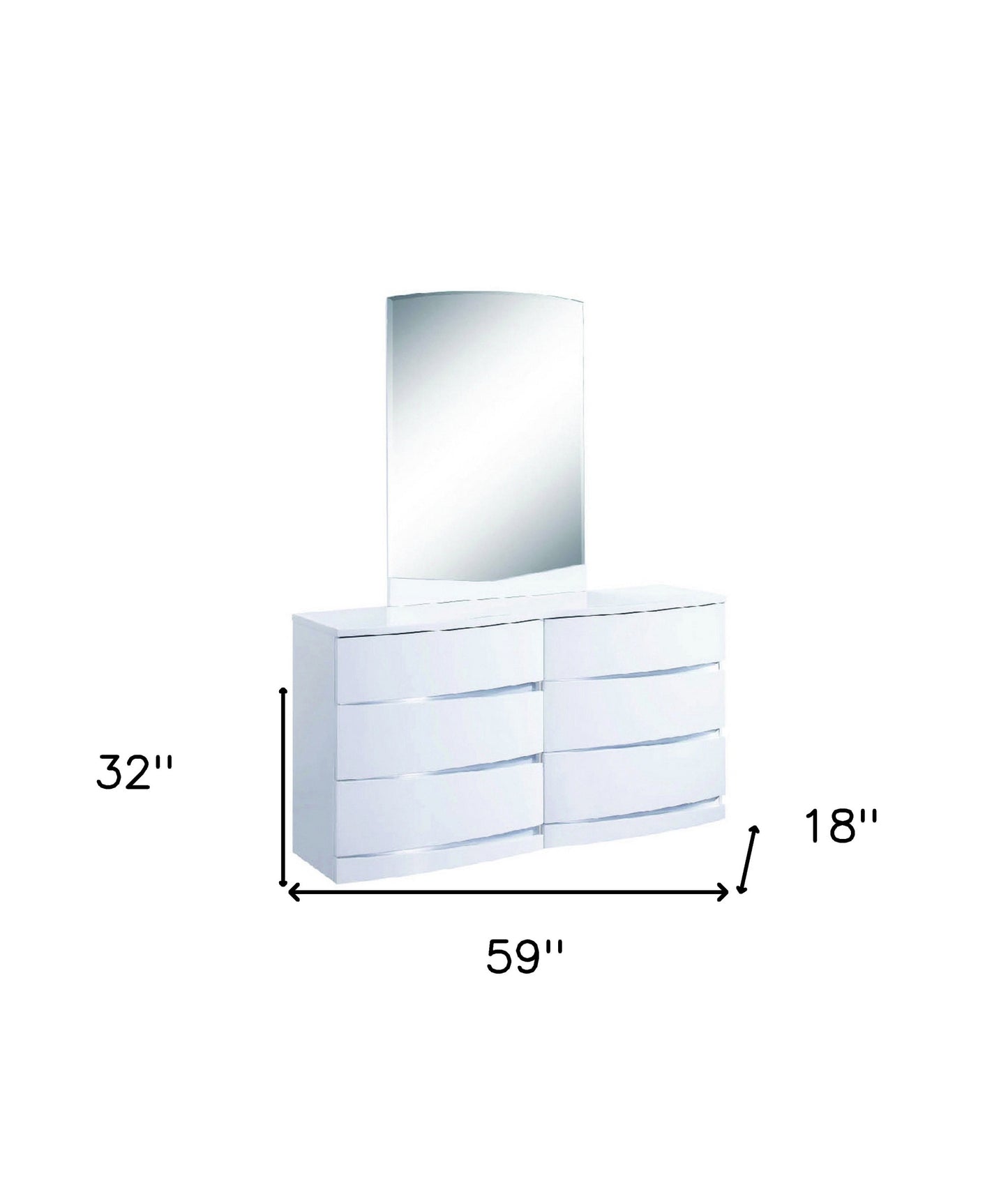 32" Exquisite White High Gloss Dresser