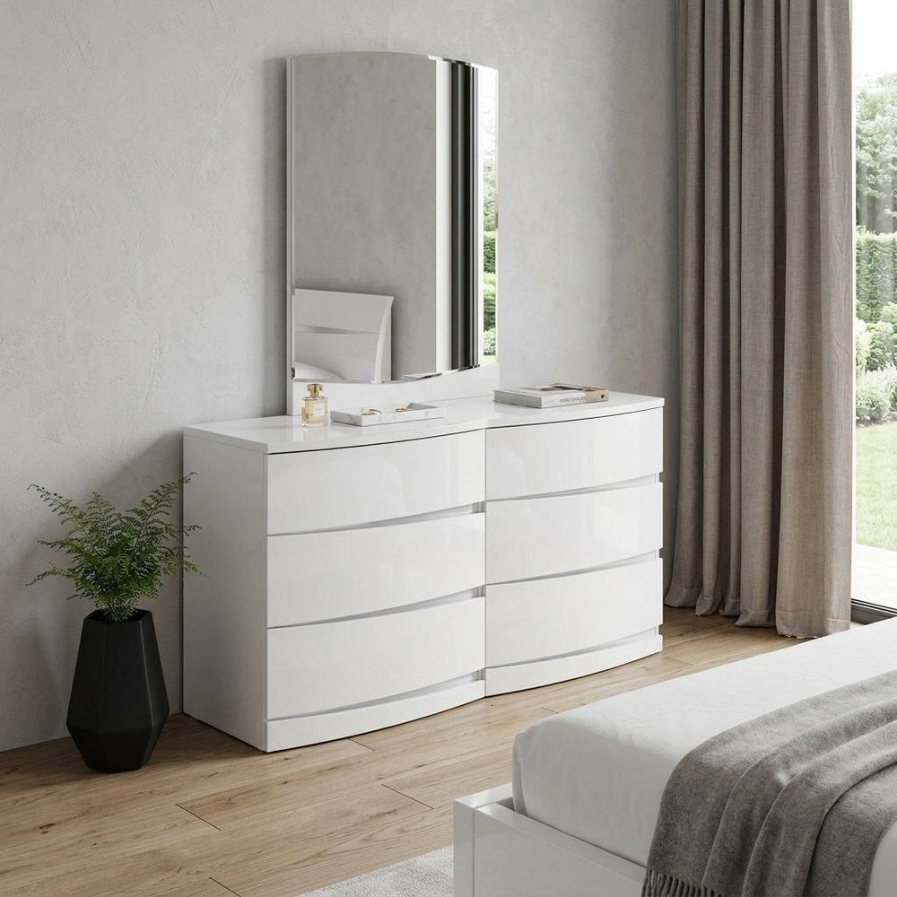 59" White Solid Wood Dresser