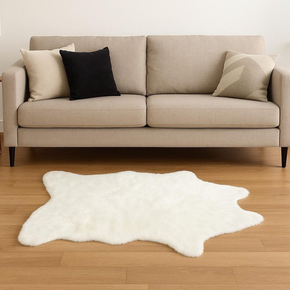 4' X 5' Off White Faux Cowhide Animal Print Cowhide Area Rug