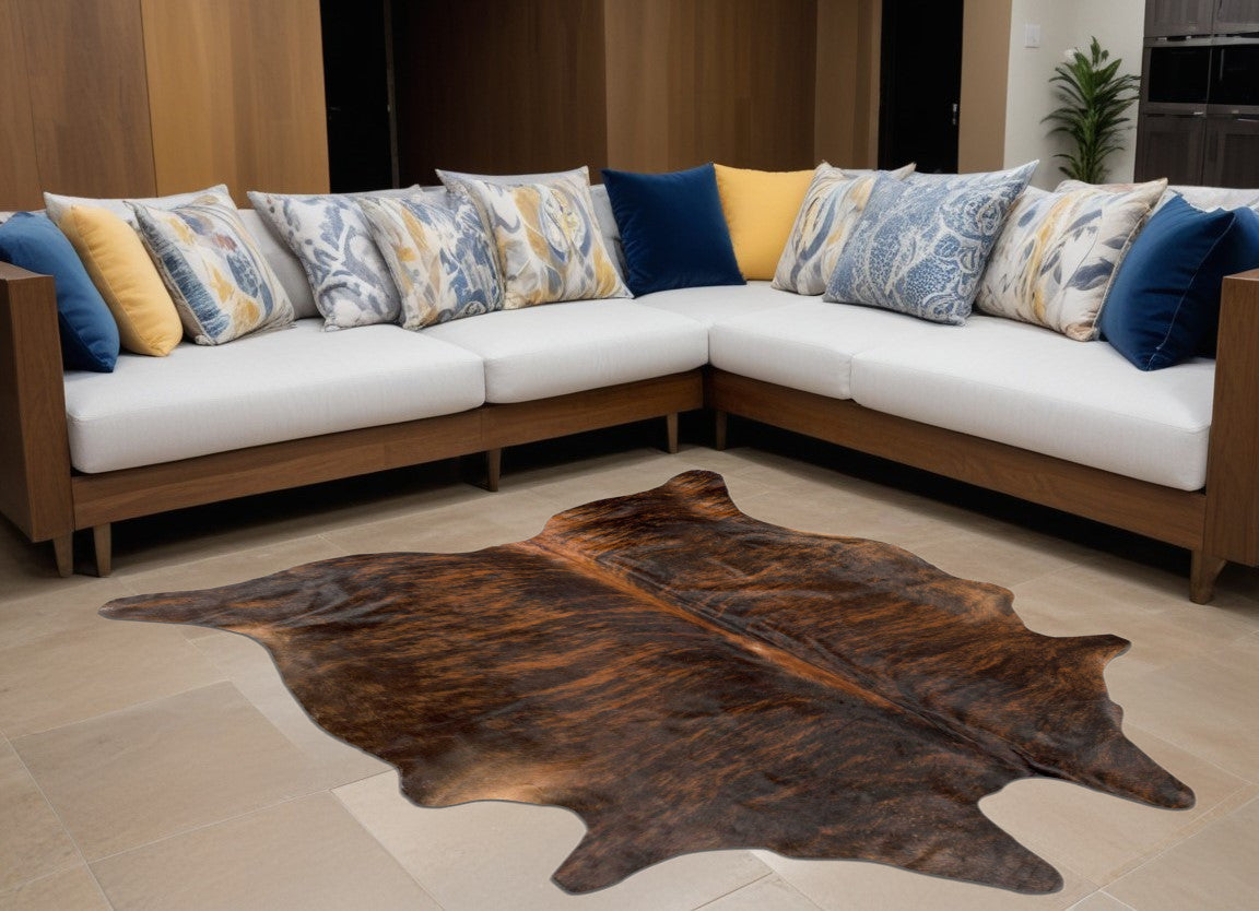 60" X 84" Dark Brindle Cowhide Rug