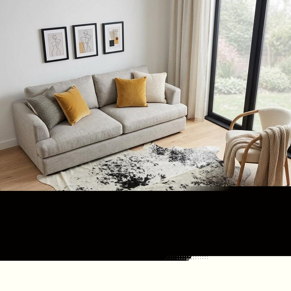 6' X 7' Black And White Cowhide Area Rug