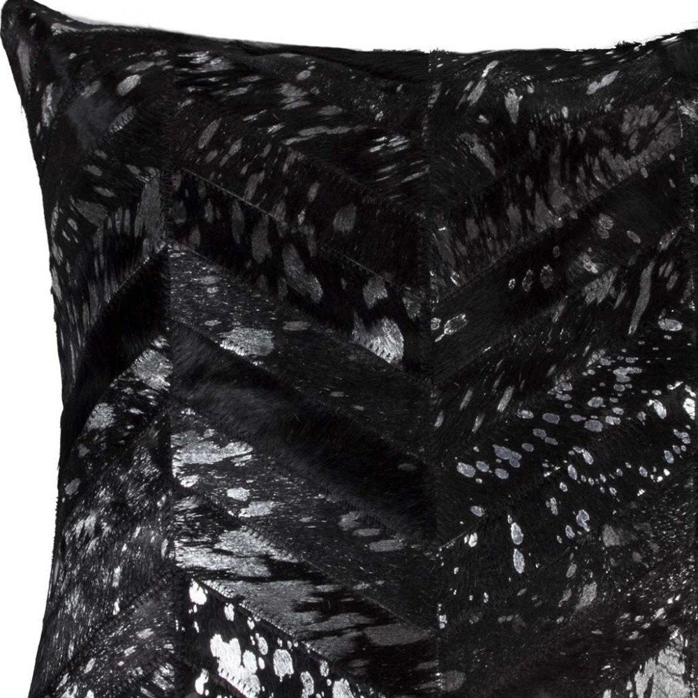 18" Natural And Gold Cowhide Throw Pillow