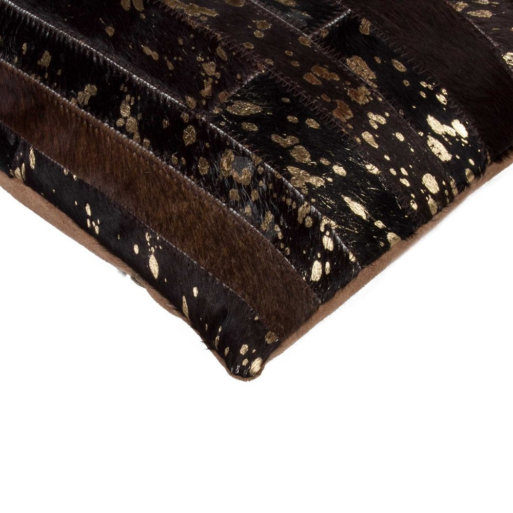 12" X 20" Natural And Gold Cowhide Throw Pillow