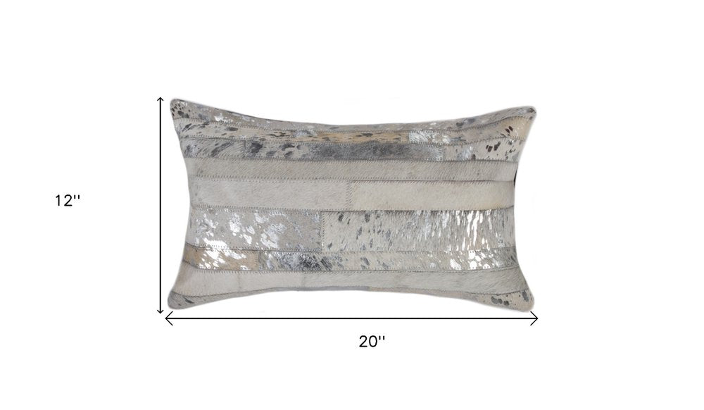 12" X 20" Natural And Gold Cowhide Throw Pillow