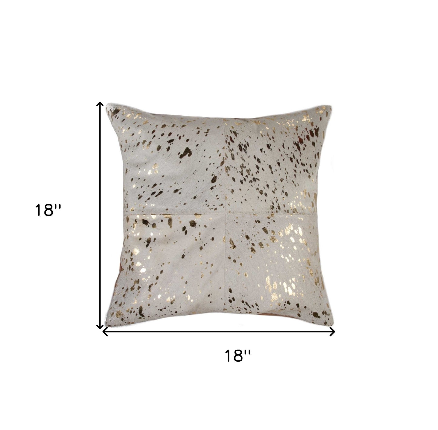 18" Natural And Gold Cowhide Throw Pillow
