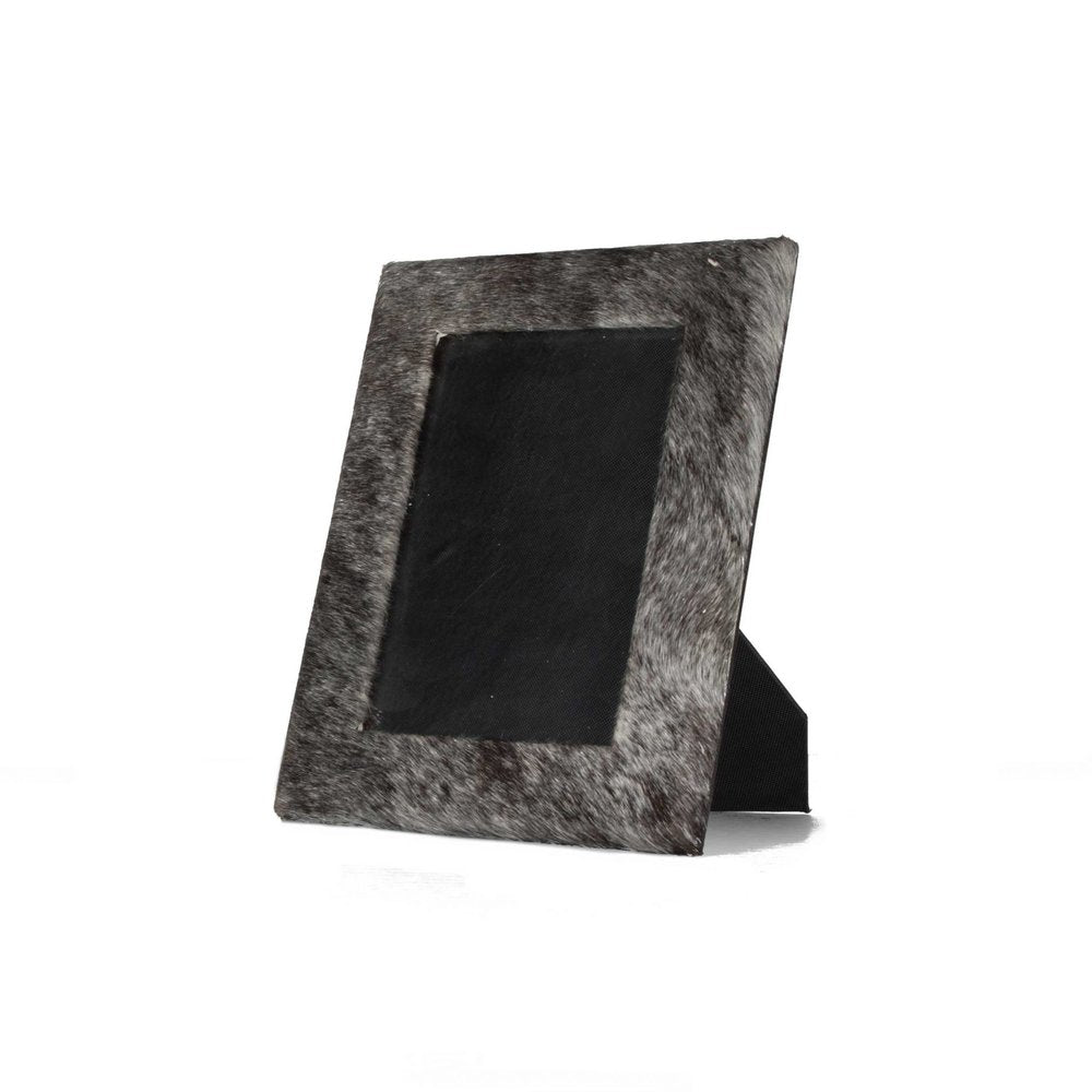 4" x 6" Gray Cowhide Tabletop Picture Frame with Mat
