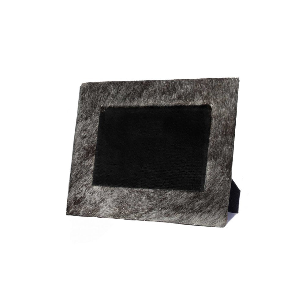 4" x 6" Gray Cowhide Tabletop Picture Frame with Mat