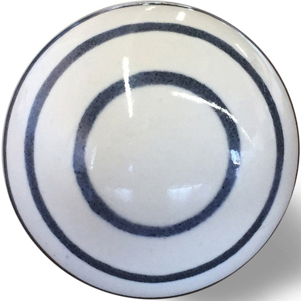 1.5" X 1.5" X 1.5" White Blue Black Handpainted Ceramic Knobs 8 Pack