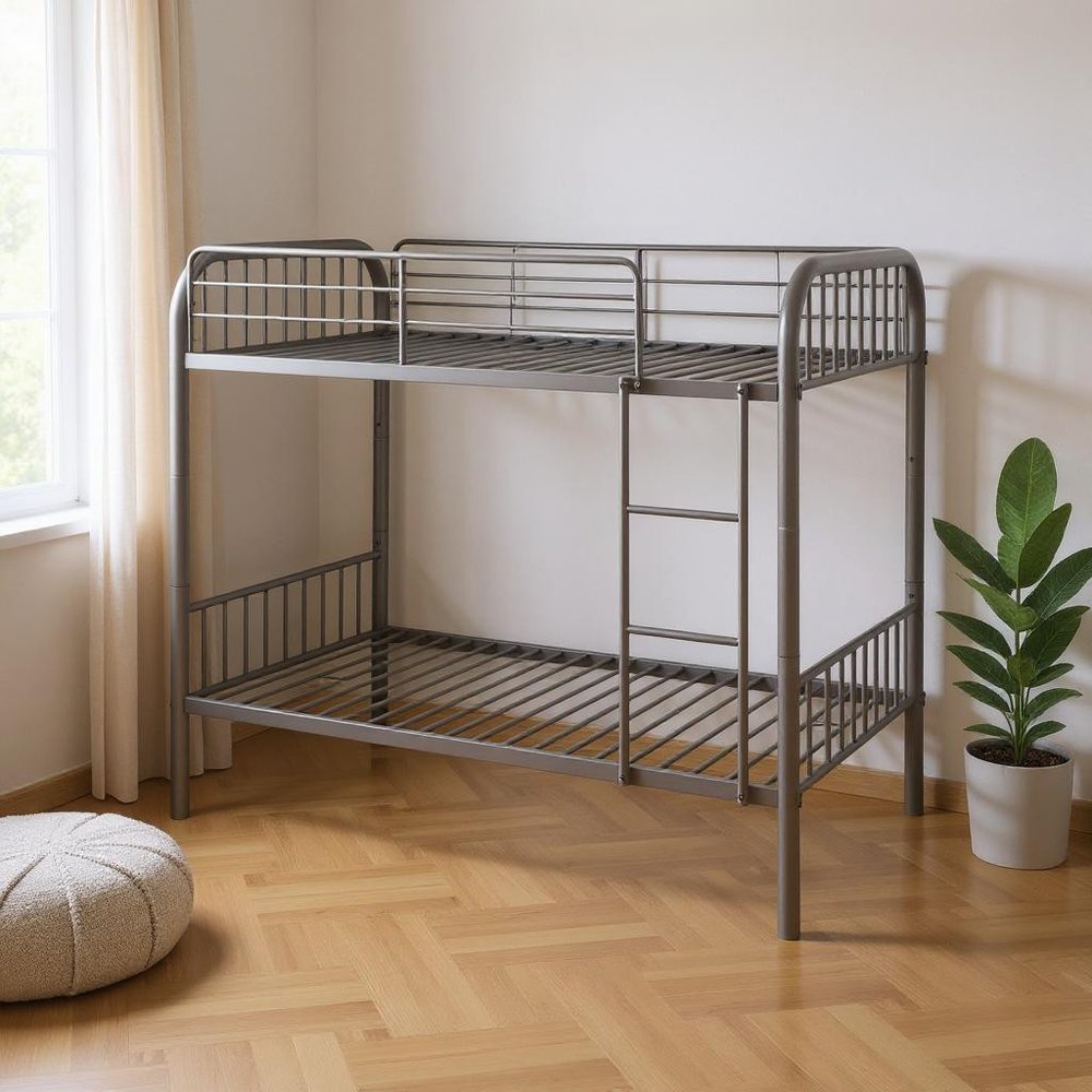 Gunmetal Twin Over Twin Metal Bunk Bed
