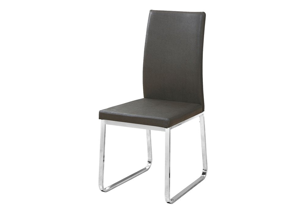Set of Two Black And Silver Upholstered Faux Leather Dining Side Chairs