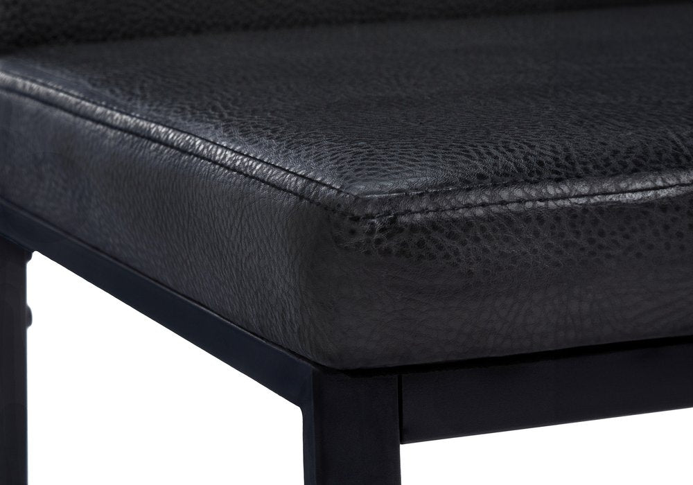 Set of Two Black Upholstered Faux Leather Dining Side Chairs