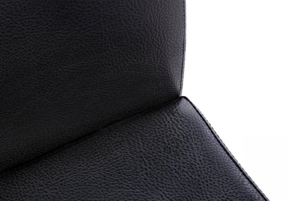 Set of Two Black Upholstered Faux Leather Dining Side Chairs