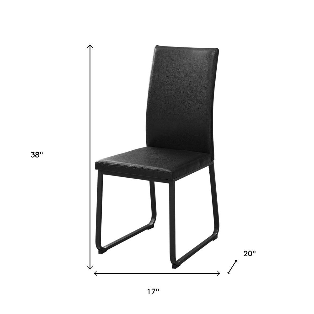 Set of Two Black Upholstered Faux Leather Dining Side Chairs