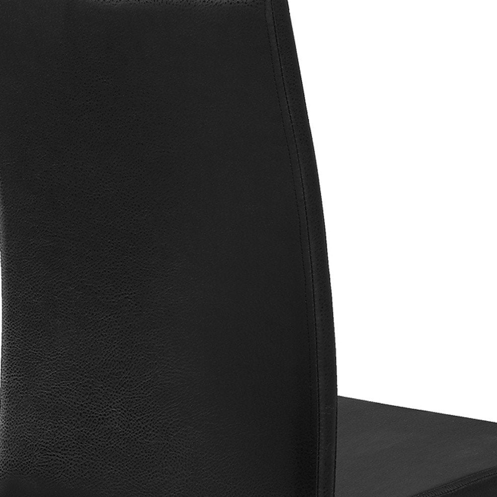 Set of Two Black Upholstered Faux Leather Dining Side Chairs