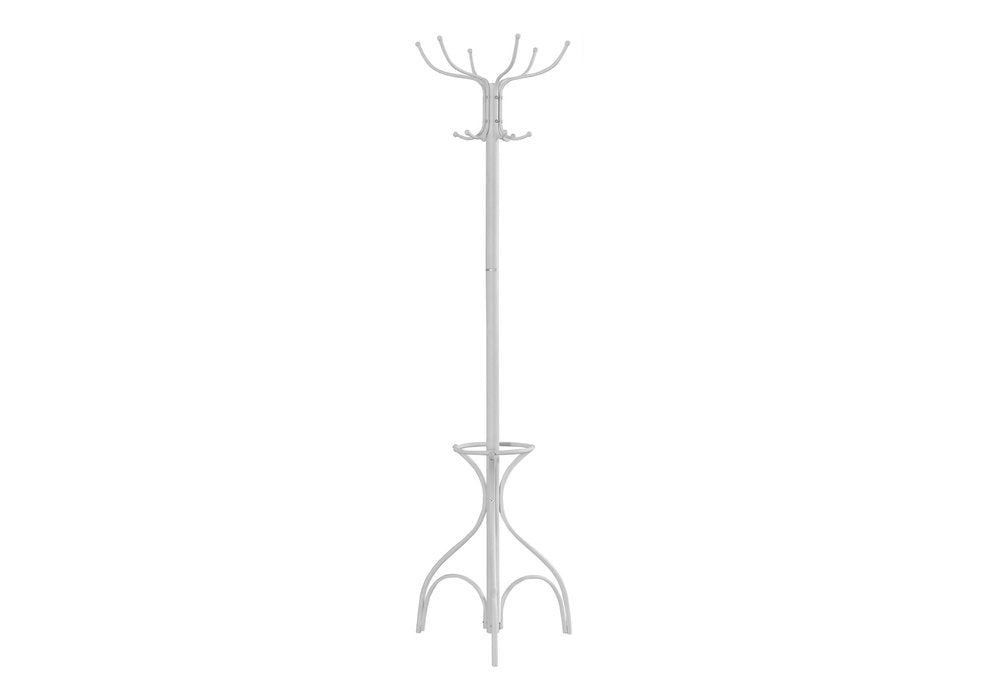 18" X 18" X 70" White Metal Coat Rack