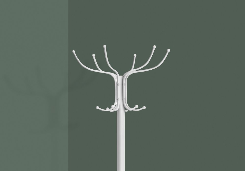 18" X 18" X 70" White Metal Coat Rack