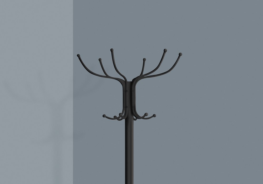18" X 18" X 70" Black  Metal  Coat Rack