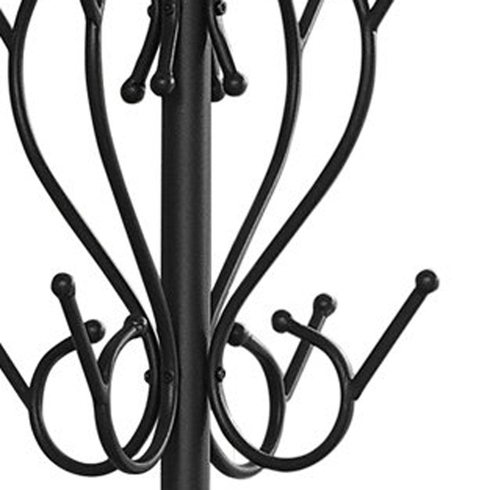 16" X 16" X 71" Black Metal Umbrella Holder Coat Rack