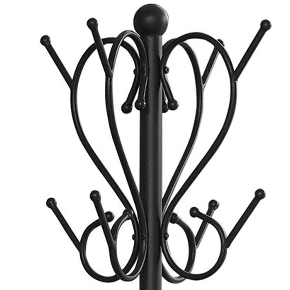 16" X 16" X 71" Black Metal Umbrella Holder Coat Rack