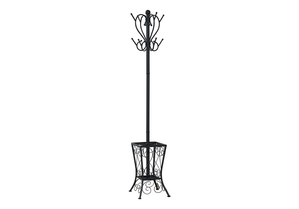 16" X 16" X 71" Black Metal Umbrella Holder Coat Rack