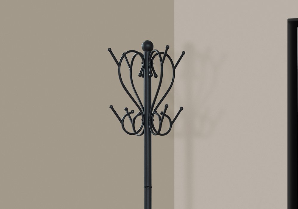 16" X 16" X 71" Black Metal Umbrella Holder Coat Rack