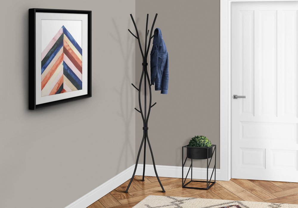 74" Black Metal Modern Tree Branch Coat Rack