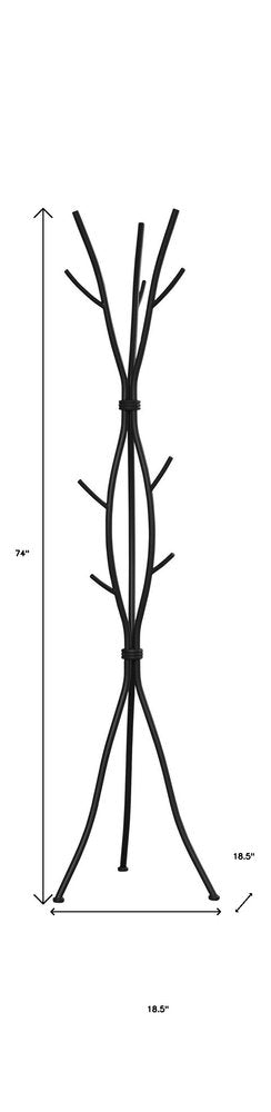 74" Black Metal Modern Tree Branch Coat Rack