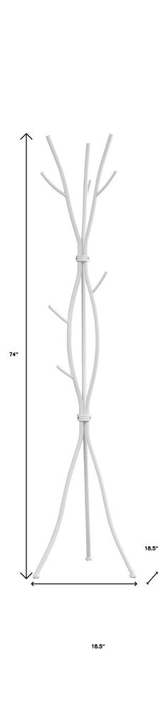 74" White Metal Modern Tree Branch Coat Rack