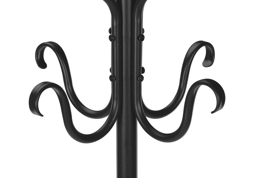 21" X 21" X 74" Black Metal Coat Rack