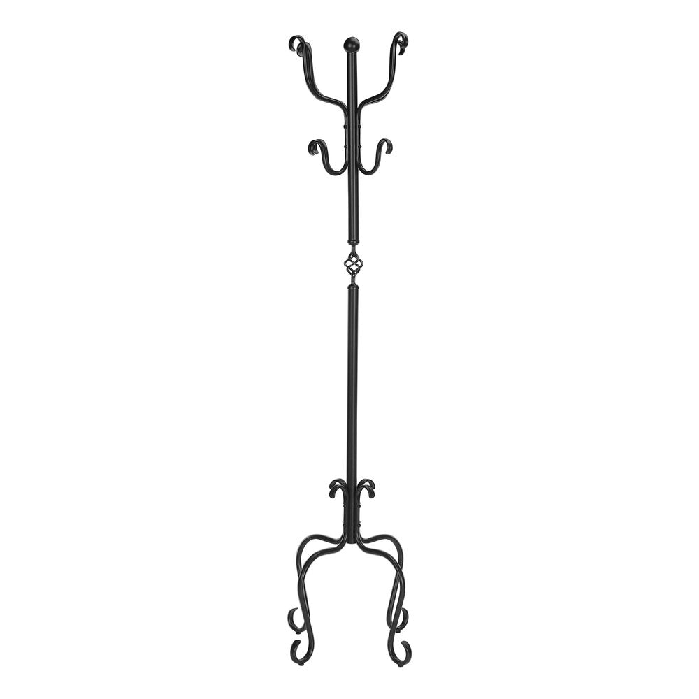 21" X 21" X 74" Black Metal Coat Rack