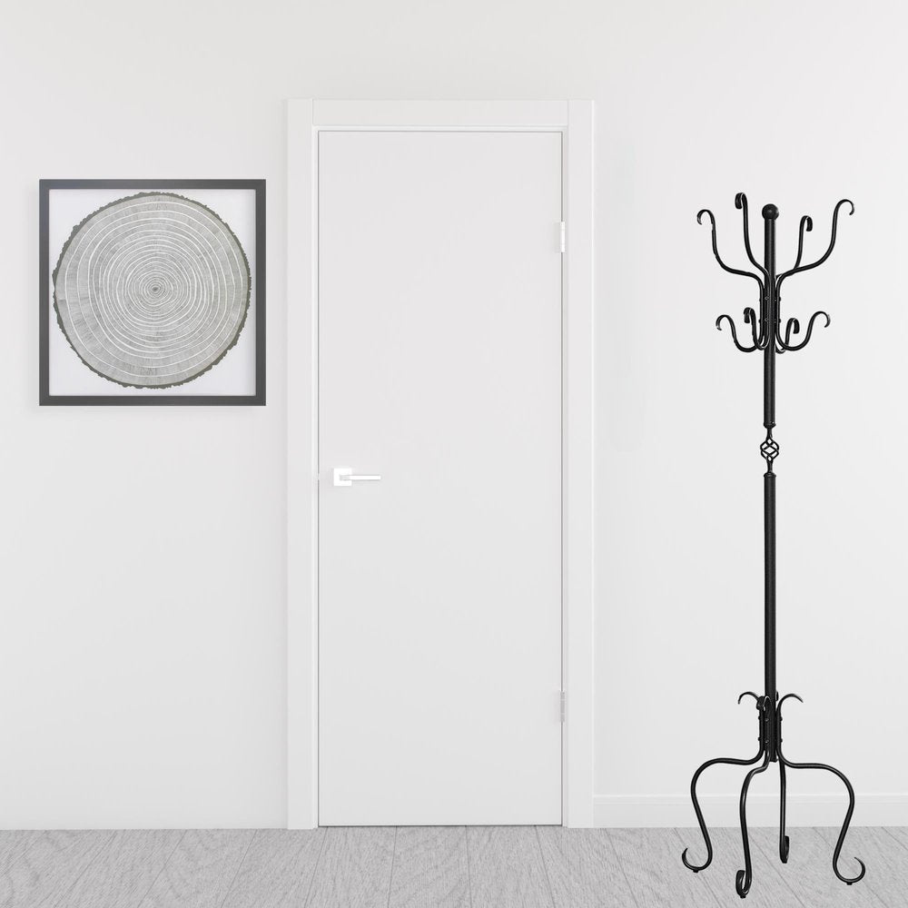 21" X 21" X 74" Black Metal Coat Rack