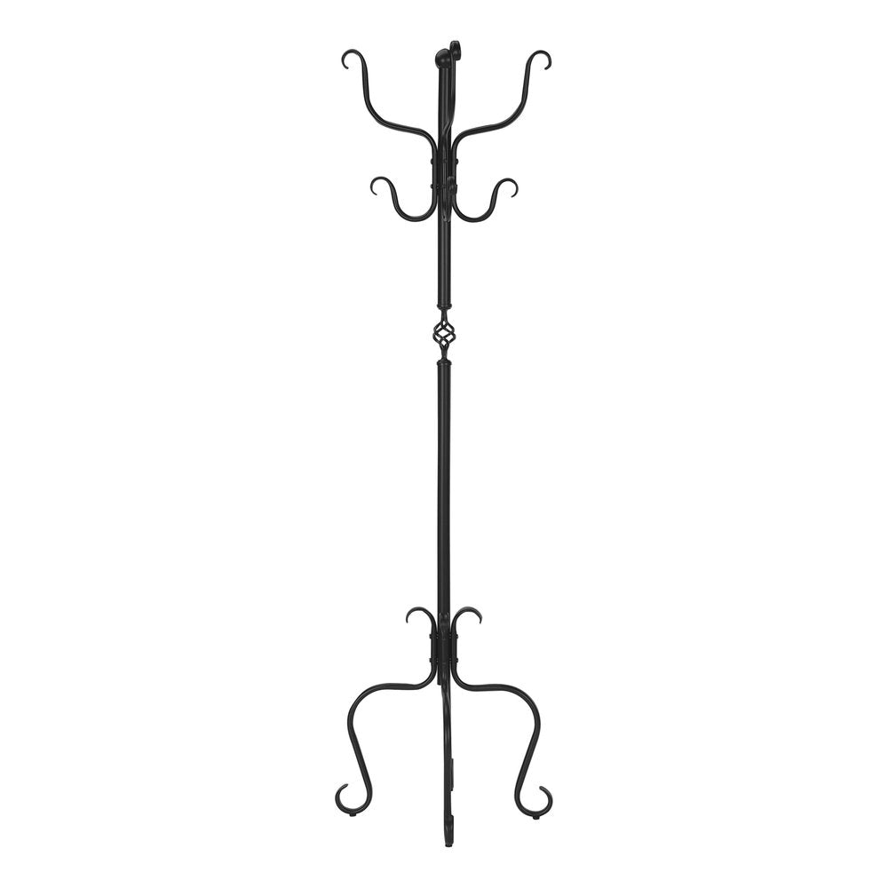 21" X 21" X 74" Black Metal Coat Rack